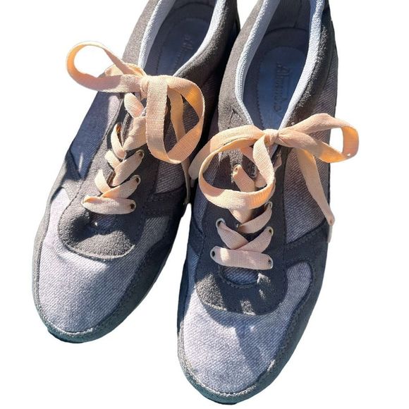 Almendra Grey Tweed Sneaker Peach Laces EU Size 39 US Size 8.5 - Picture 2 of 16